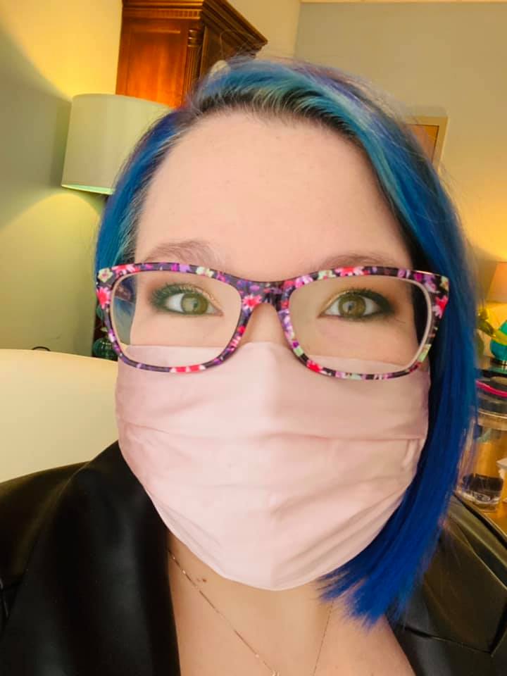 Woman wearing face mask
